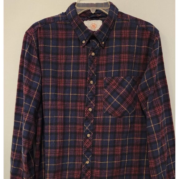 Cloudveil Flannel Shirt Blue Purple Plaid Long Sleeve Soft Mens Medium EUC - Picture 4 of 13